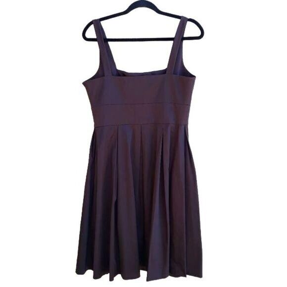 Calvin Klein Dress Apron Pleated Peasant Full Tea Length Chocolate Brown 8 - Picture 7 of 10